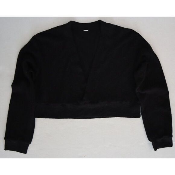 Monrow Women Sz S Black French Terry Tank Top & L/S Cropped Shirt 2-Pc Set - Picture 5 of 11